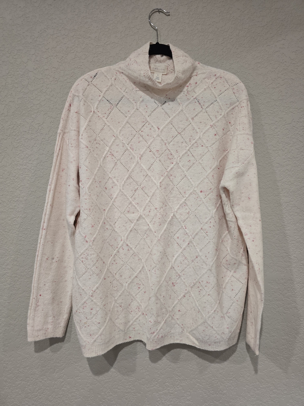 Caslon Women’s Light Pink Speckled Turtleneck Knit Sweater